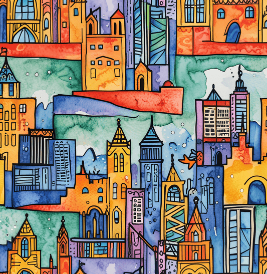 Vibrant Cityscape Wrapping Paper - Festive Gift Wrap