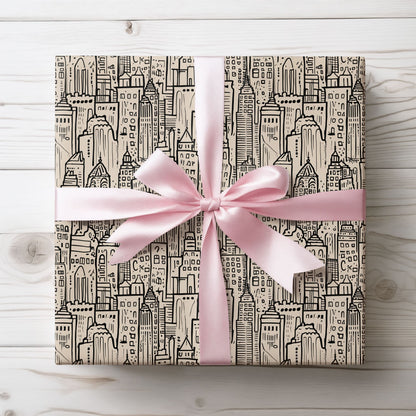 Elegant Cityscape Wrapping Papers - Vintage-Inspired Gift Wrap