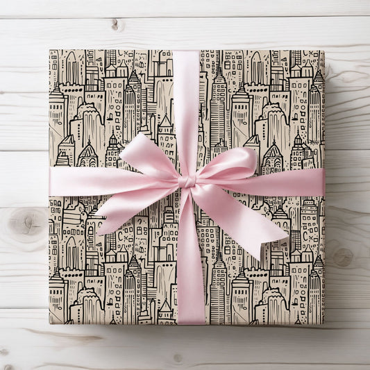 Elegant Cityscape Wrapping Papers - Vintage-Inspired Gift Wrap