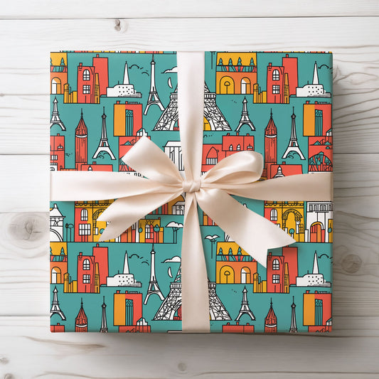 Colorful Cityscape Wrapping Paper