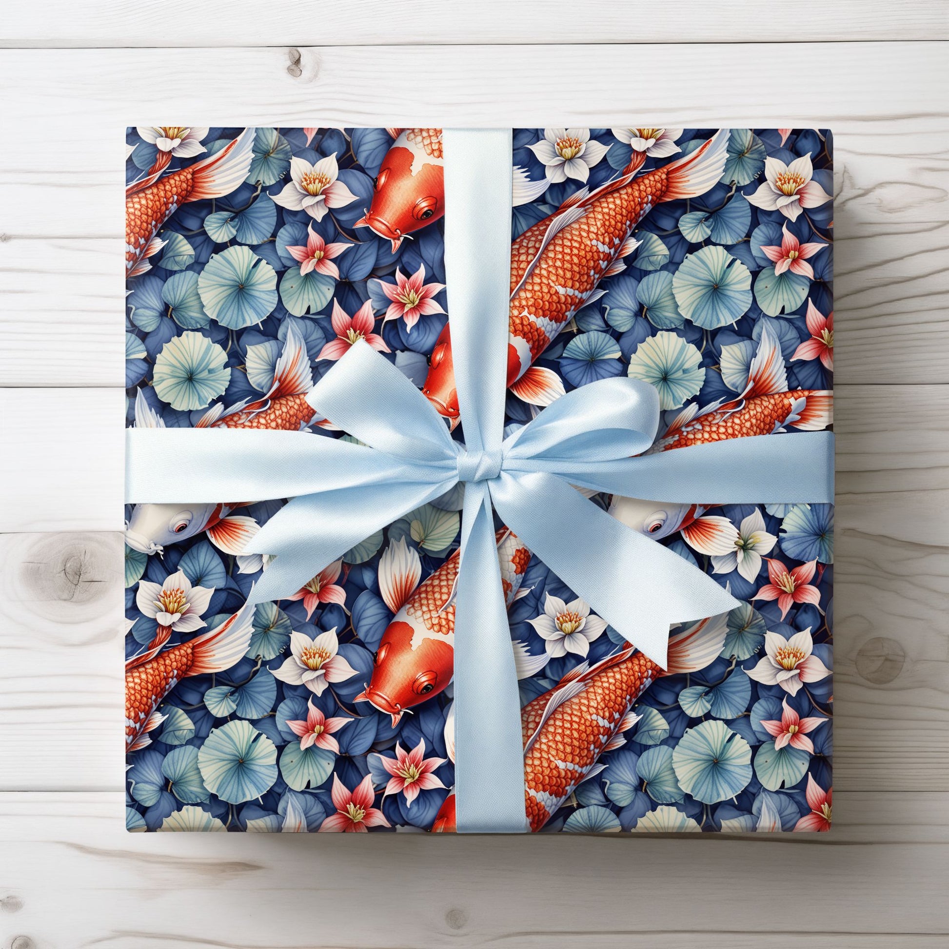 Koi Wrapping Paper – Elegant Blue Koi Fish Gift Paper for Every Occasion