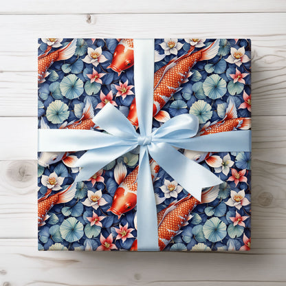 Koi Wrapping Paper – Elegant Blue Koi Fish Gift Paper for Every Occasion