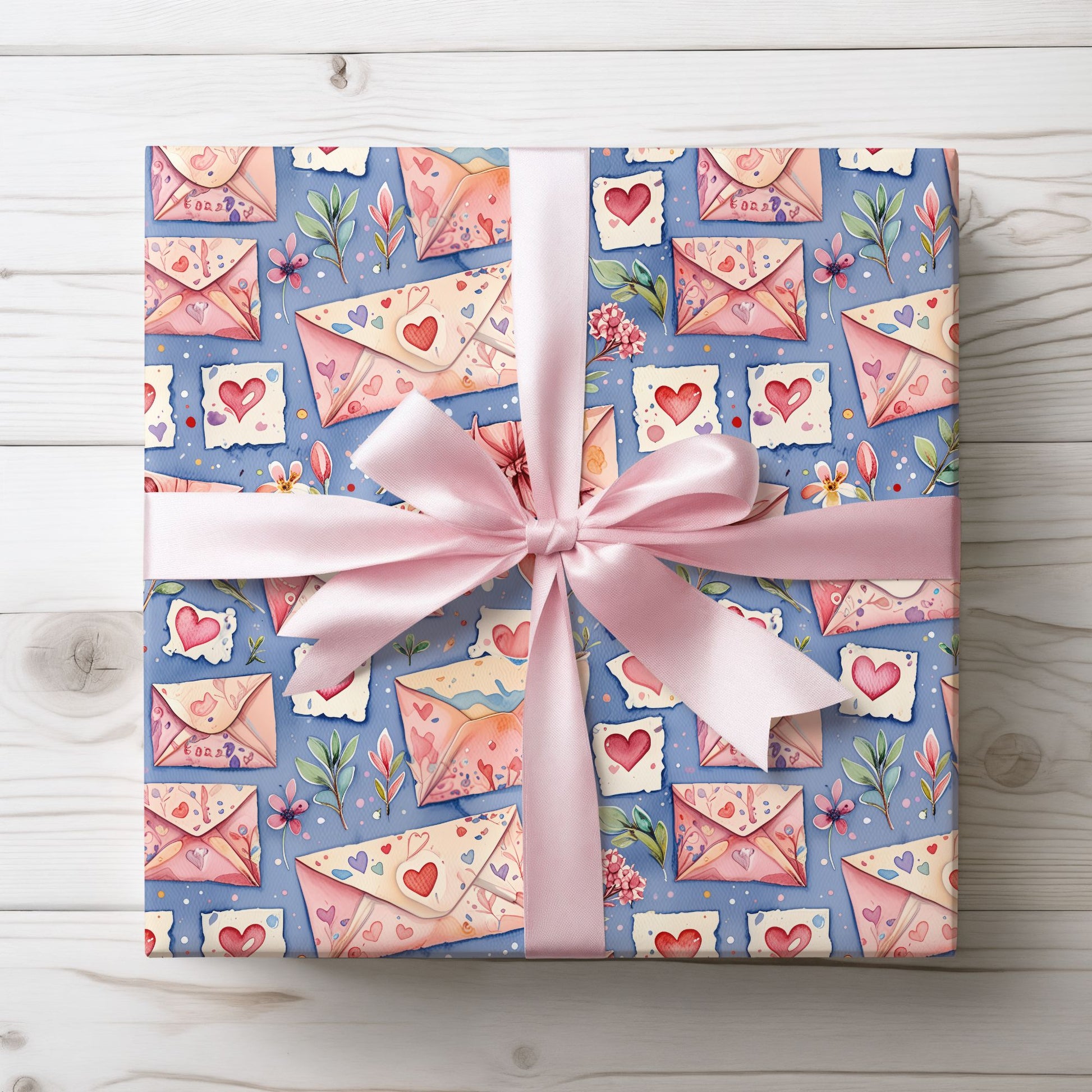 Valentine’s Day Hearts and Letter Wrapping Paper