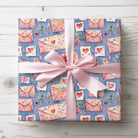 Valentine’s Day Hearts and Letter Wrapping Paper
