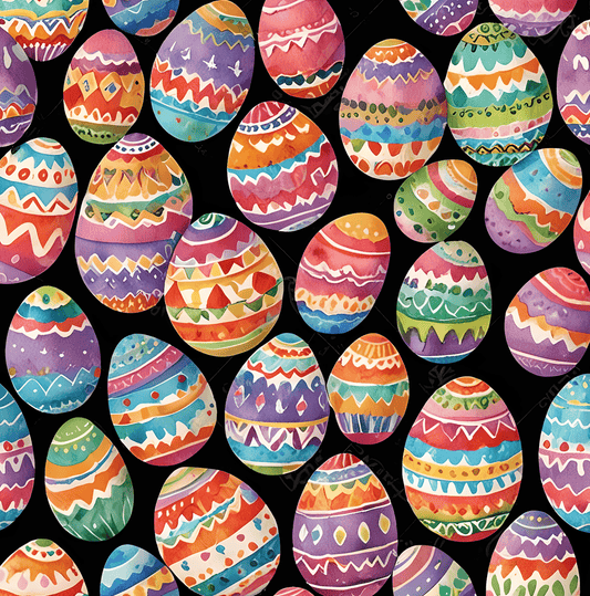 Colorful Easter Egg Wrapping Paper - Black