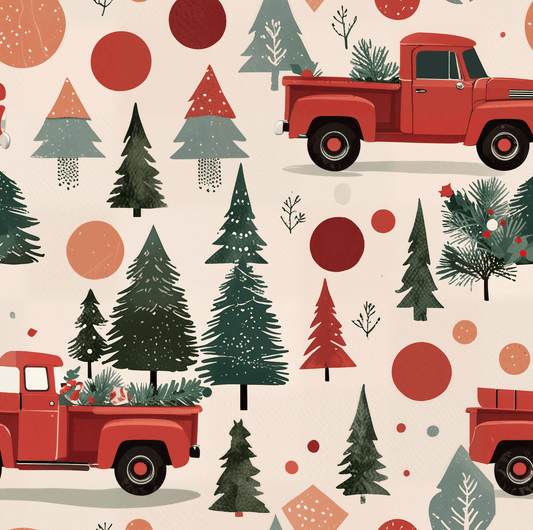 Haulin’ Holiday Cheer – Retro Truck & Tree Wrapping Paper