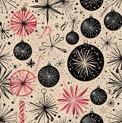 Atomic Tinsel Twist – Mid - Century Ornament Wrapping Paper