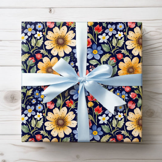 Floral Wrapping Paper Roll, Vibrant Gift Wrap for Birthdays, Weddings, and Special Occasions, Eco-Friendly Decorative Paper
