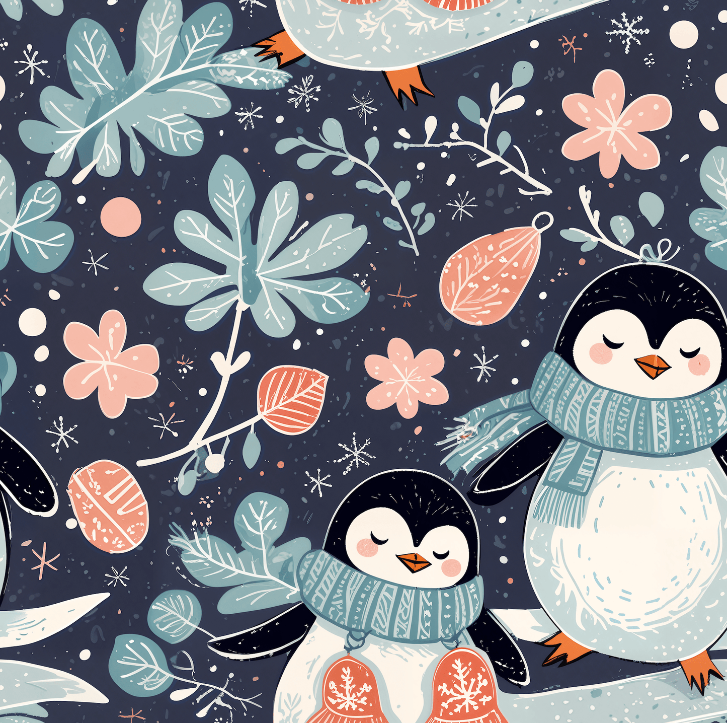 Penguin Dreams & Snowy Schemes – Soft Winter Wrapping Paper