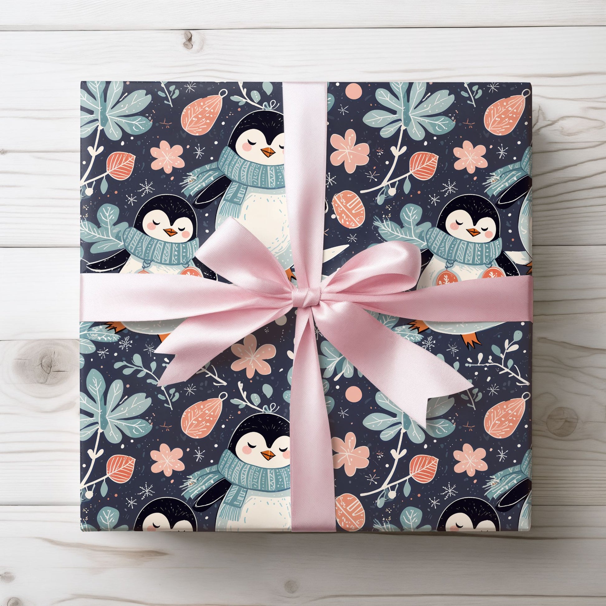 Penguin Dreams & Snowy Schemes – Soft Winter Wrapping Paper
