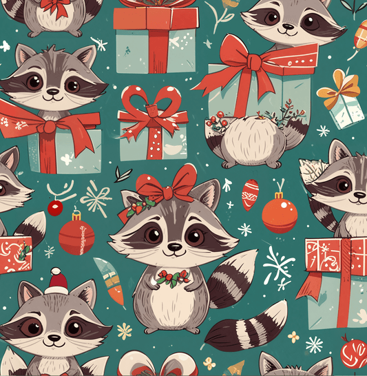 Wrapscallions – Raccoon Mischief Christmas Wrapping Paper