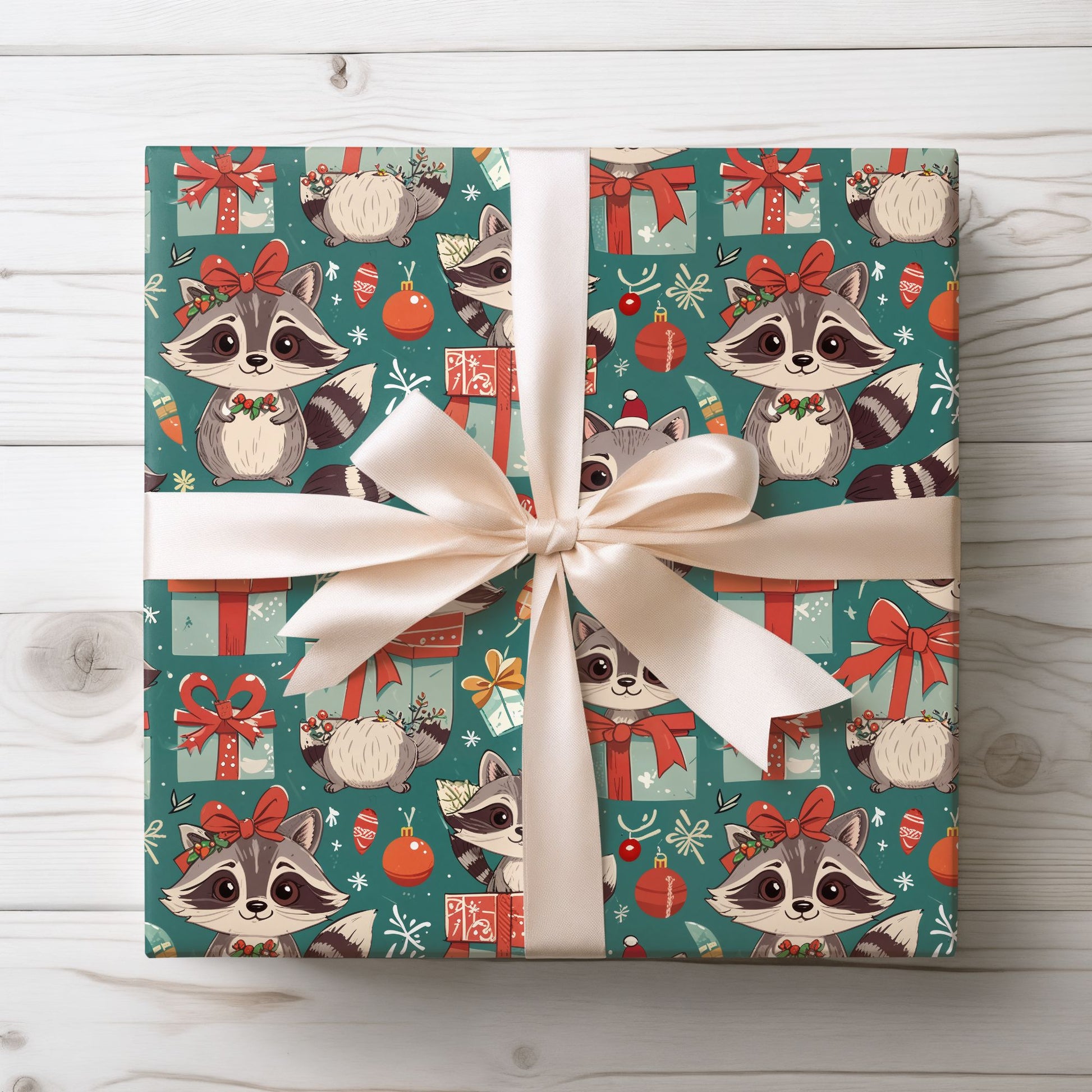 Wrapscallions – Raccoon Mischief Christmas Wrapping Paper