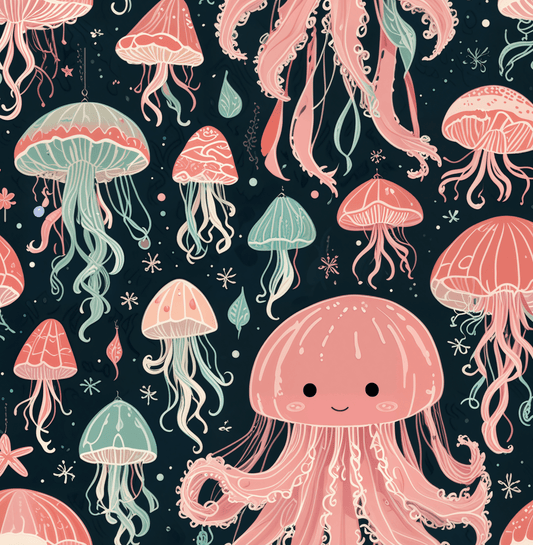 Ocean-Inspired Wrapping Paper, Nautical Gift Wrap, Jellyfish Print Paper, Marine Theme Decor, Undersea Gift Wrapping