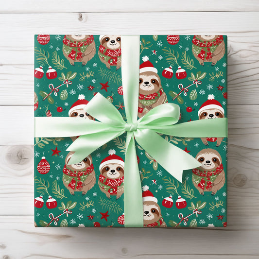 Sleighin’ It Slowly – Holiday Sloth Wrapping Paper