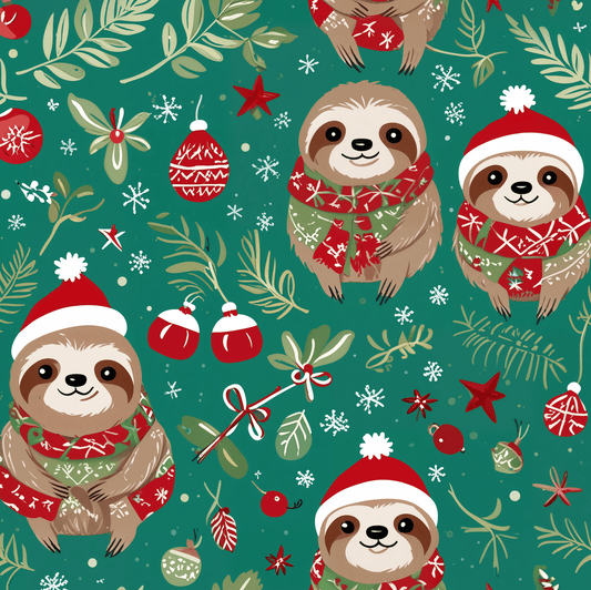 Sleighin’ It Slowly – Holiday Sloth Wrapping Paper