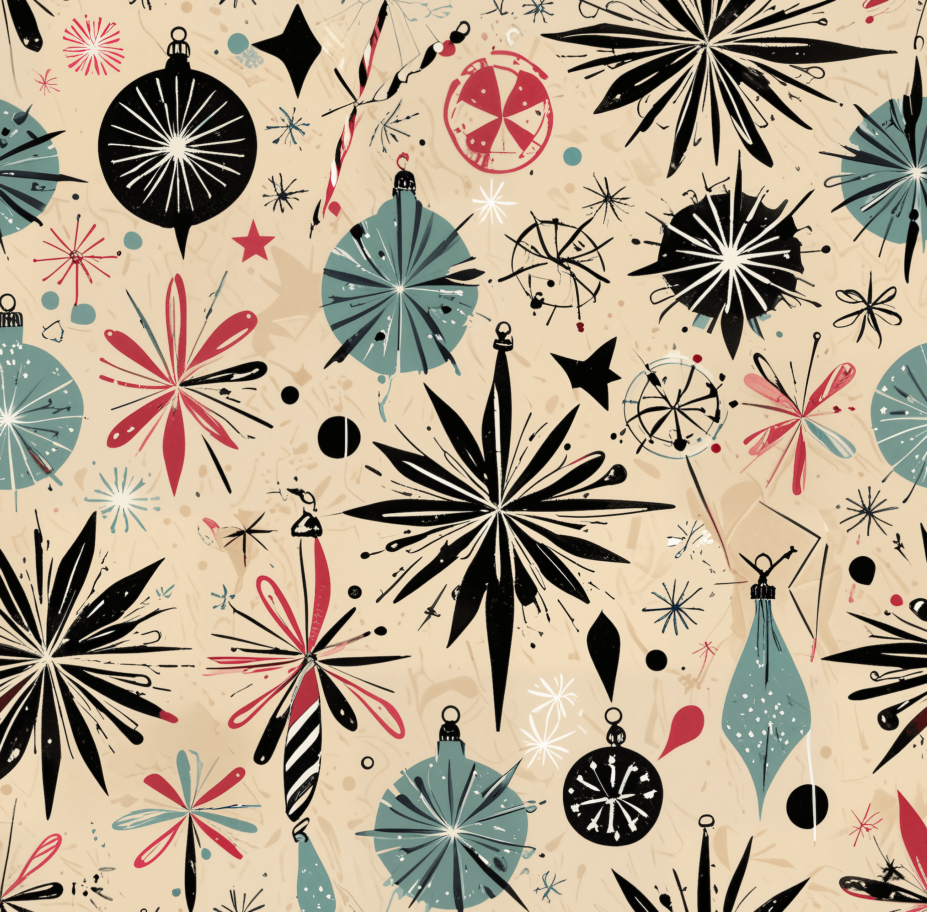 Vintage Abstract Ornament Christmas Wrapping Paper - Lokipawz