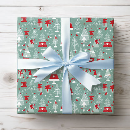 Mid - Century Mistletoe – Retro Tree Wrapping Paper