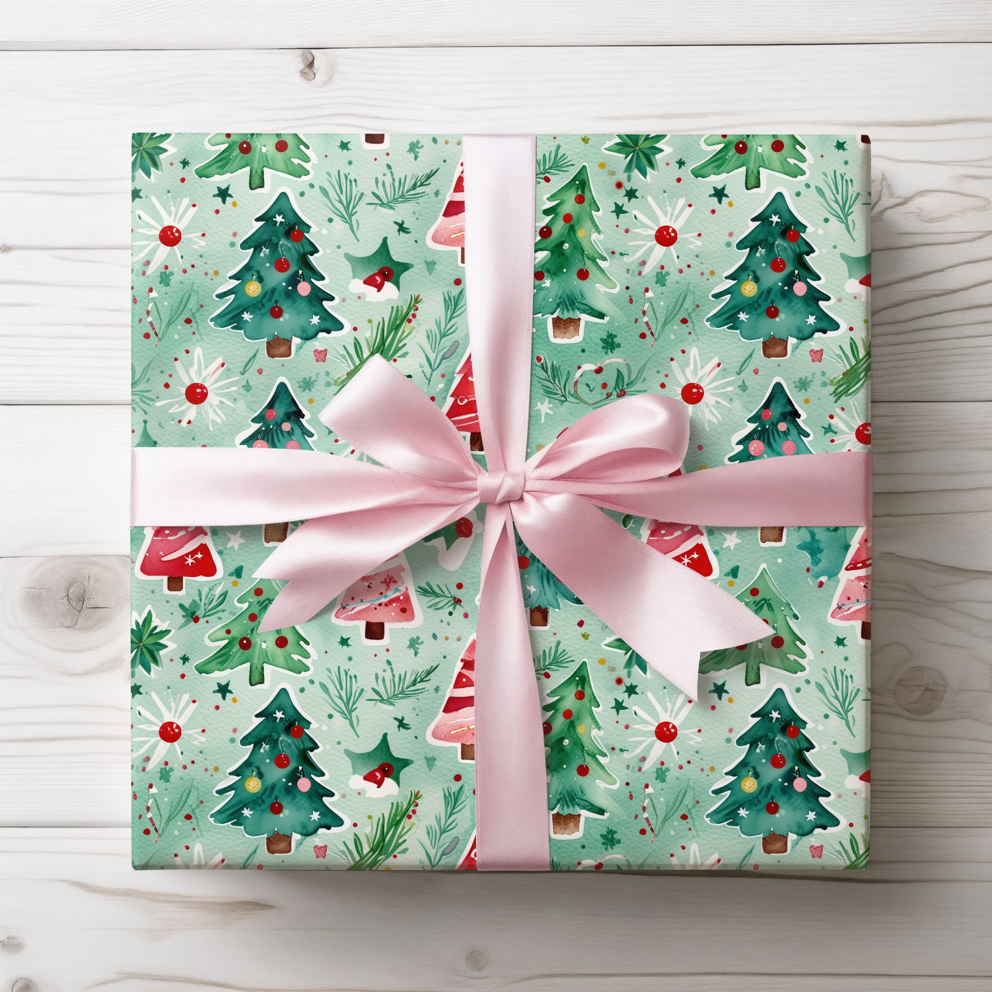 Merry Little Tree - mendous – Watercolor Christmas Tree Wrapping Paper