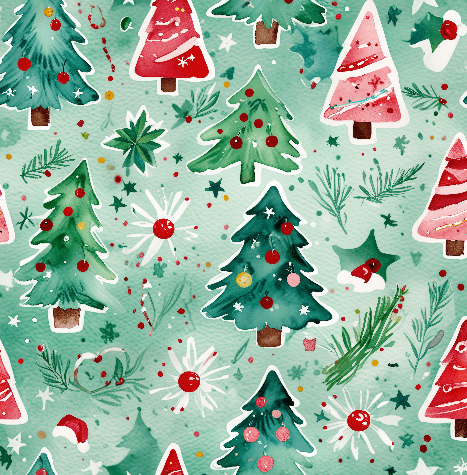 Merry Little Tree - mendous – Watercolor Christmas Tree Wrapping Paper