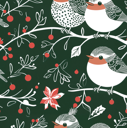 Chirp & Cheer – Festive Birds & Berries Christmas Wrapping Paper