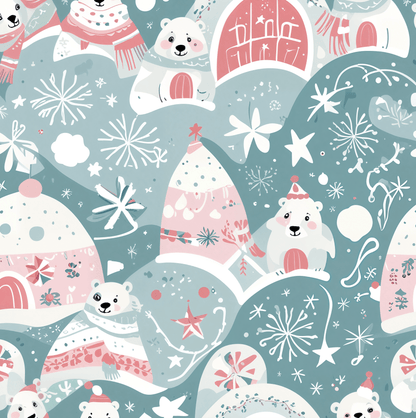 Icy Paws & Peppermint Igloos – Arctic Wonderland Wrapping Paper