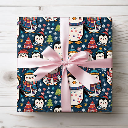 Waddle Wonderland – Cozy Penguins in Holiday Sweaters Wrapping Paper