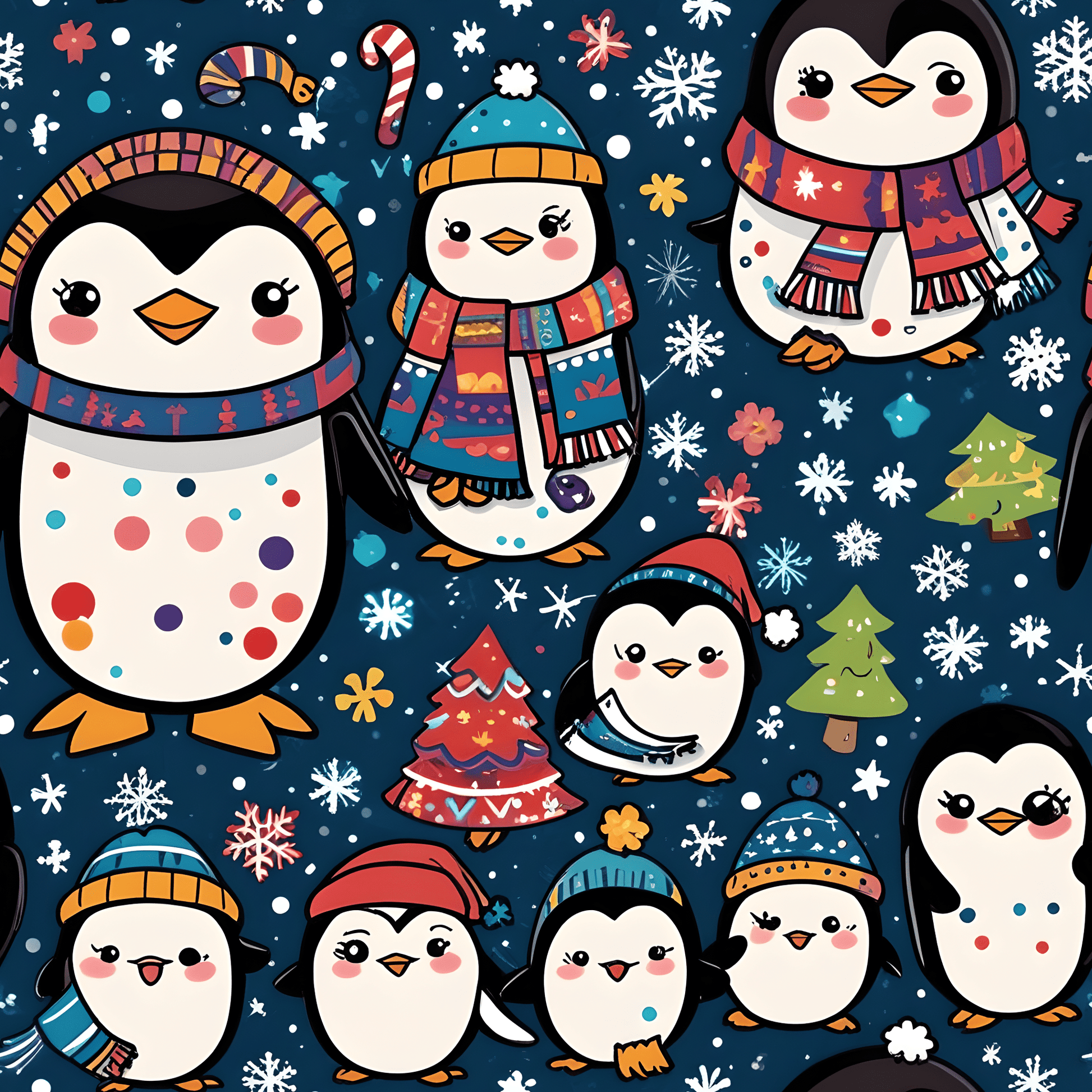 Waddle Wonderland – Cozy Penguins in Holiday Sweaters Wrapping Paper