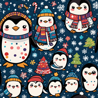 Waddle Wonderland – Cozy Penguins in Holiday Sweaters Wrapping Paper