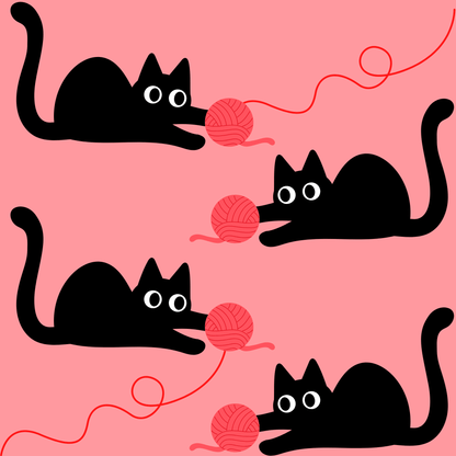 Pink Cat Wrapping Paper – Playful Black Kitty Design for Every Occasion