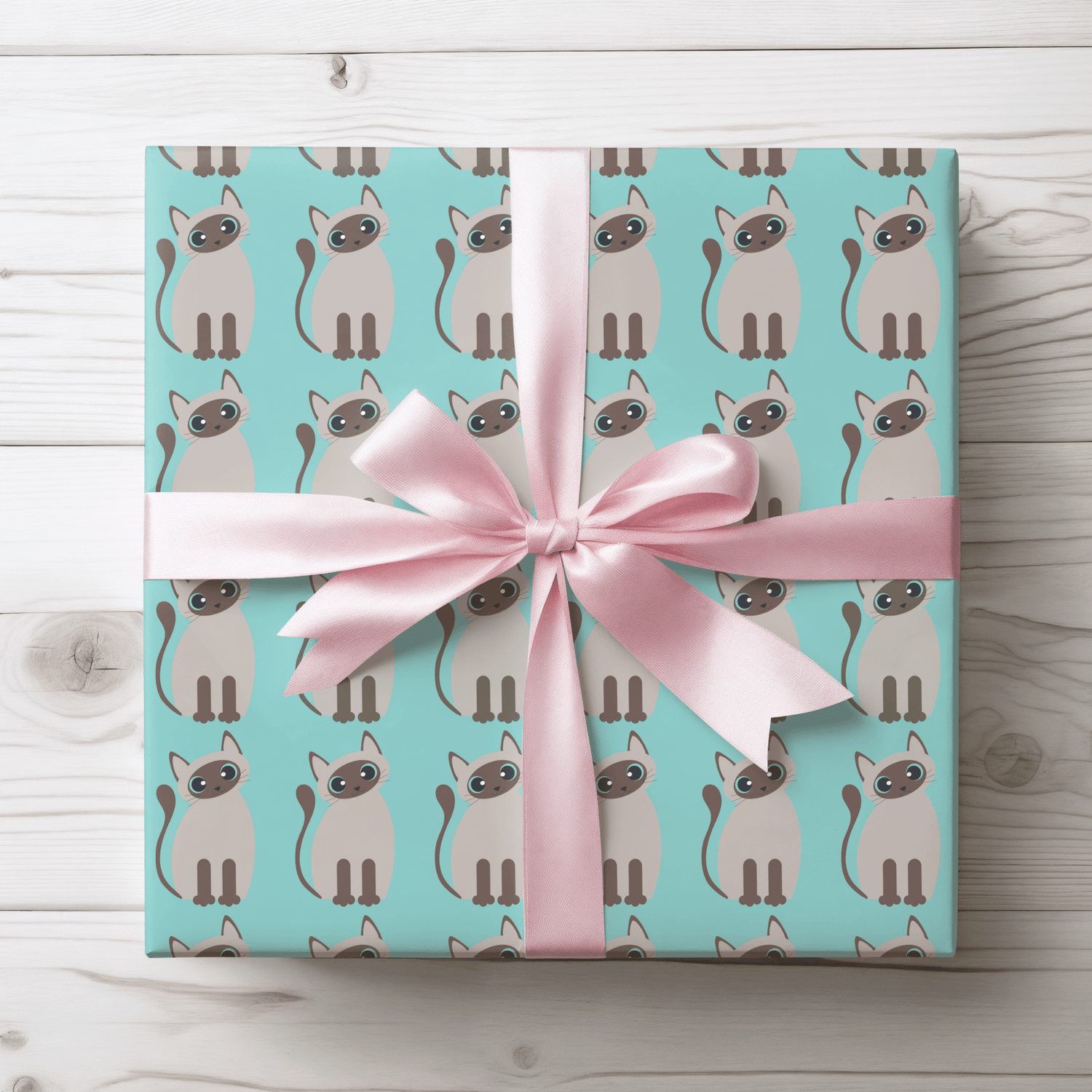 Siamese Cat Wrapping Paper – Elegant Blue Background for Cat Lovers