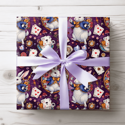 Whimsical Alice in Wonderland Wrapping Paper - Regal Purple