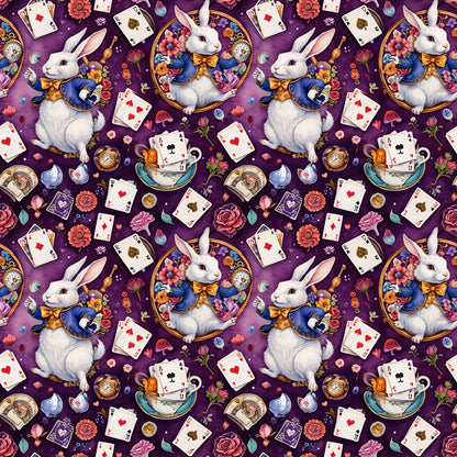 Whimsical Alice in Wonderland Wrapping Paper - Regal Purple
