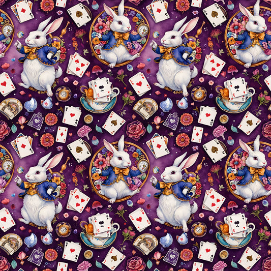Whimsical Alice in Wonderland Wrapping Paper - Regal Purple