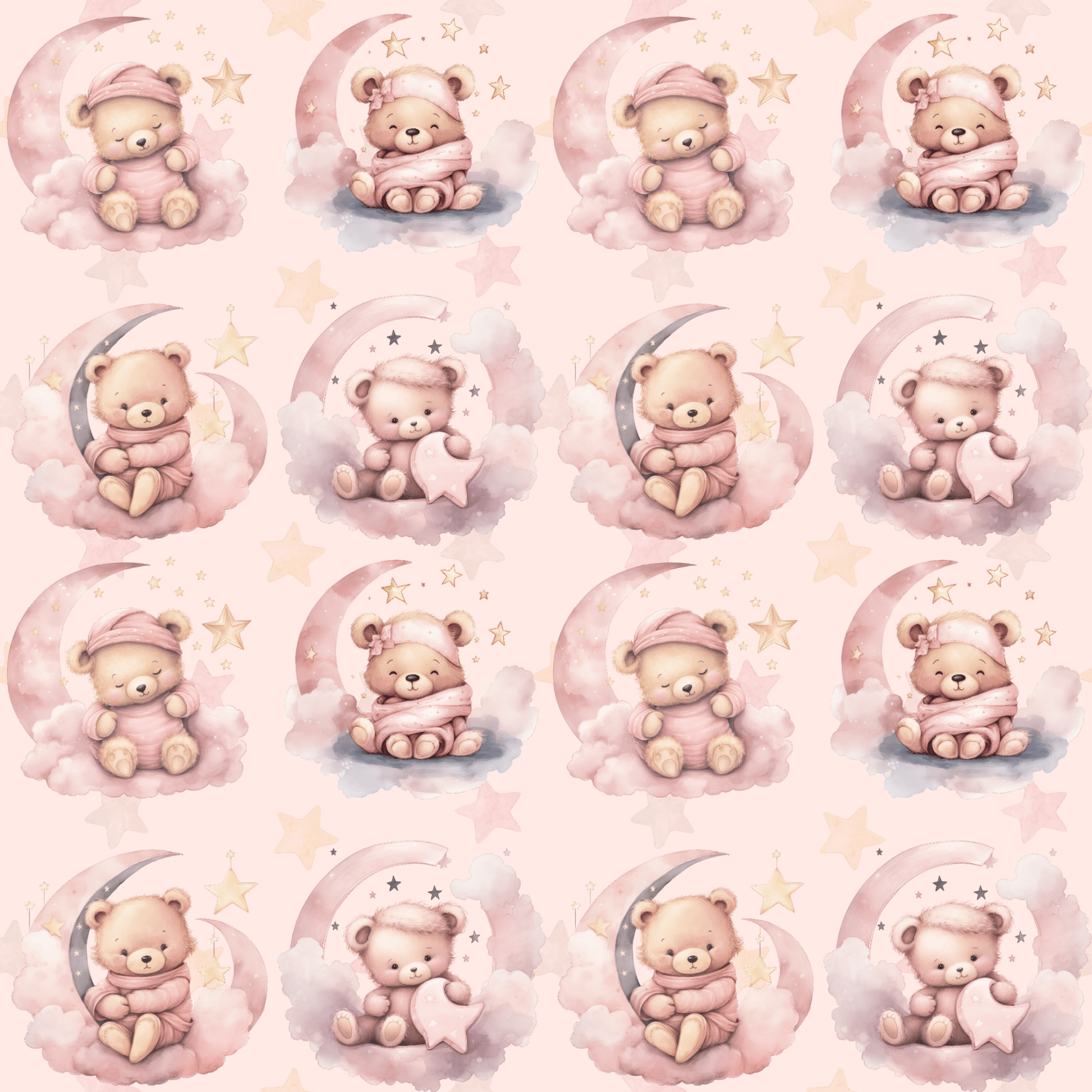 Sleepy Pink Bears Wrapping Papers