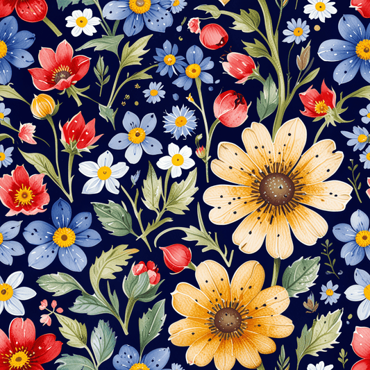Colorful Floral on Black Background