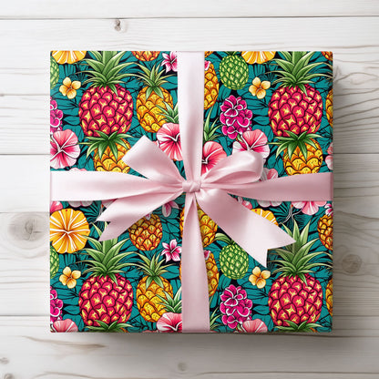 Wrapping Paper - Tropic Treat Pineapple Floral Hawaiian Gift Wrap