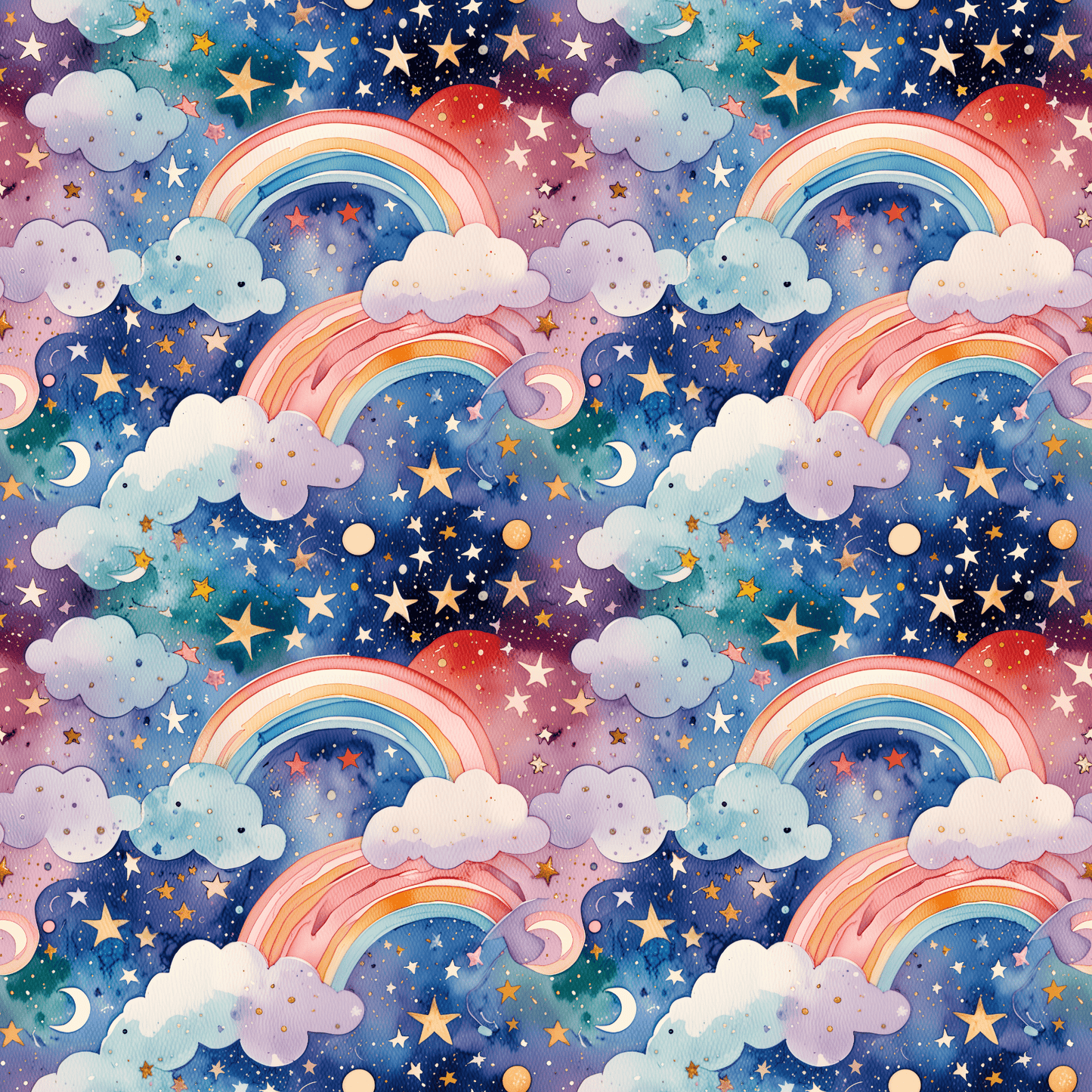 Celestial Rainbows – Whimsical Night Sky Wrapping Paper