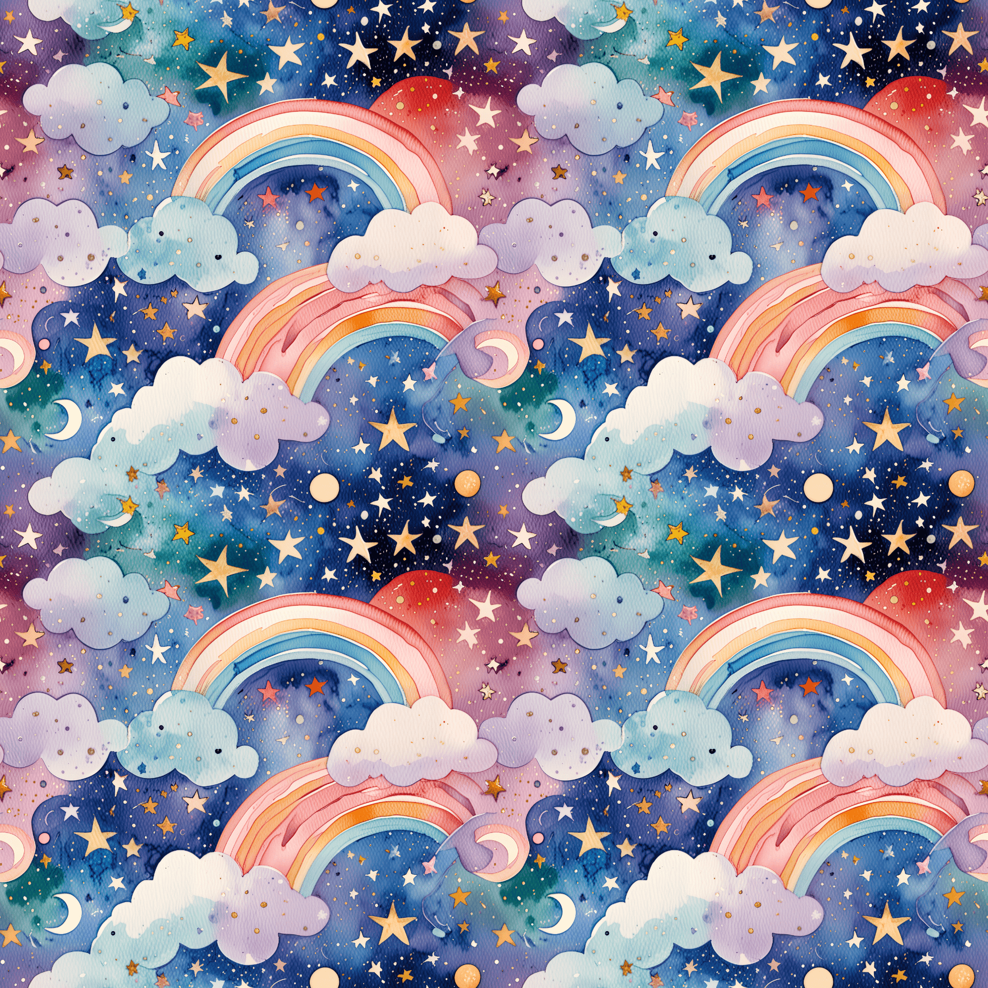Celestial Rainbows – Whimsical Night Sky Wrapping Paper