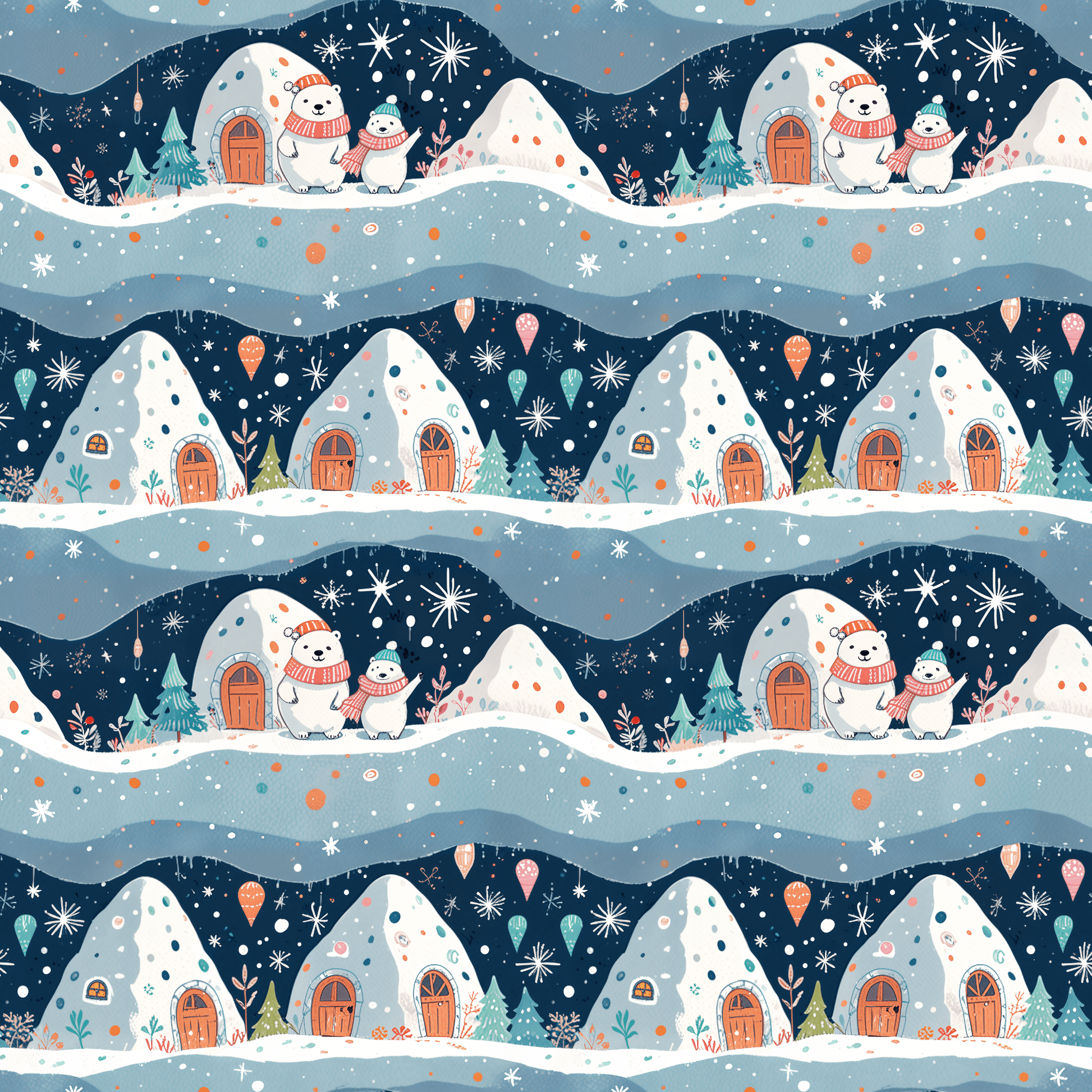 Igloo & Let Go – Polar Bear Village Wrapping Paper