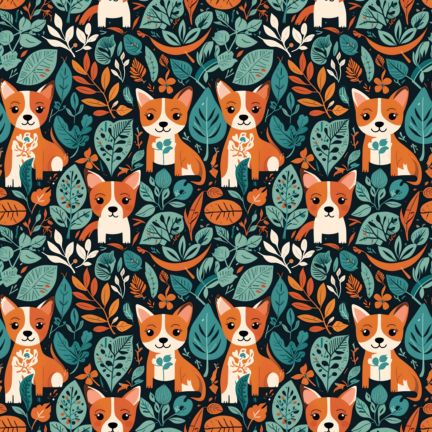 Bark in the Wild – Leafy Dog Wrapping Paper