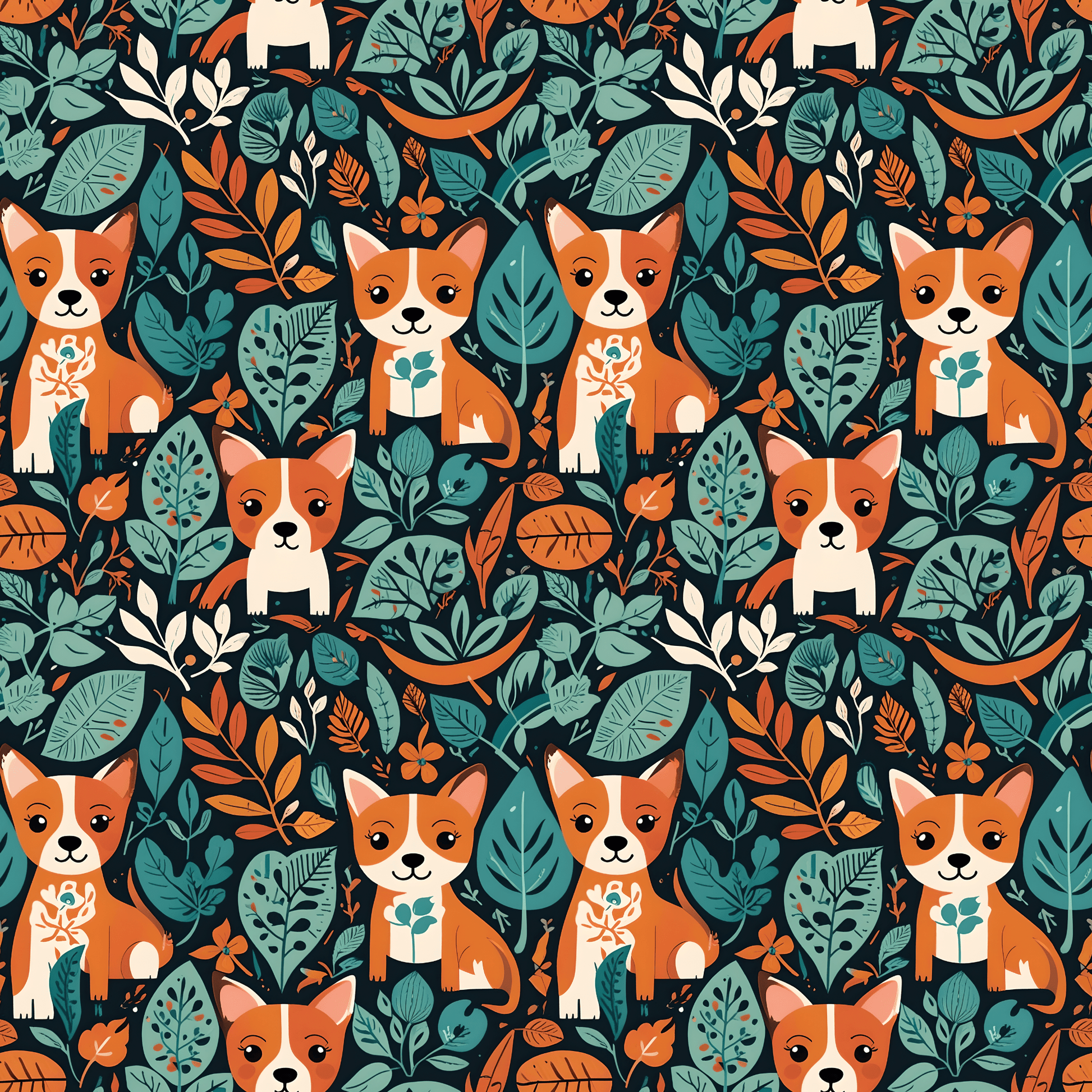 Bark in the Wild – Leafy Dog Wrapping Paper