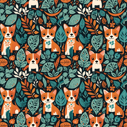 Bark in the Wild – Leafy Dog Wrapping Paper