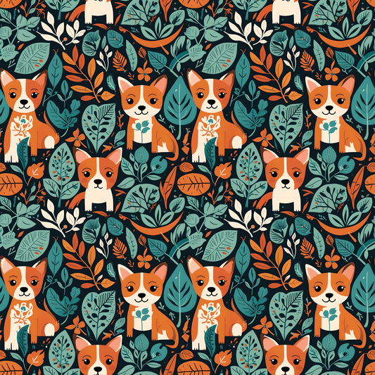 Bark in the Wild – Leafy Dog Wrapping Paper