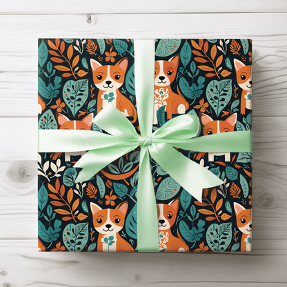 Bark in the Wild – Leafy Dog Wrapping Paper