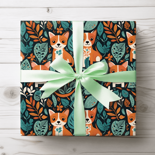 Bark in the Wild – Leafy Dog Wrapping Paper