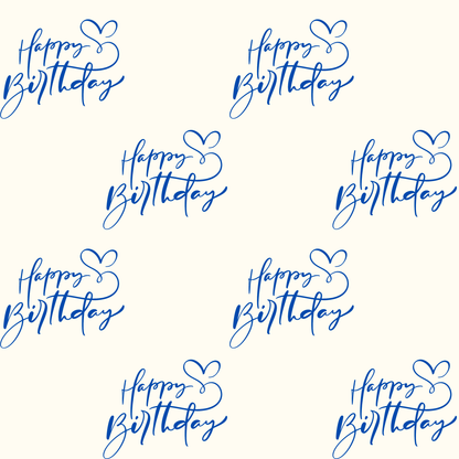 Blue Script Happy Birthday Wrapping Paper