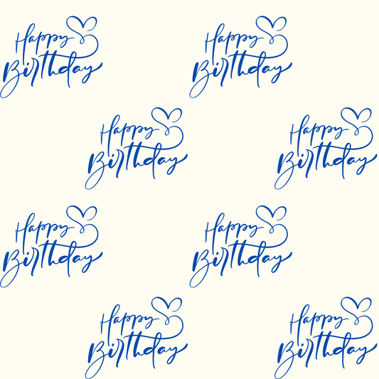 Blue Script Happy Birthday Wrapping Paper