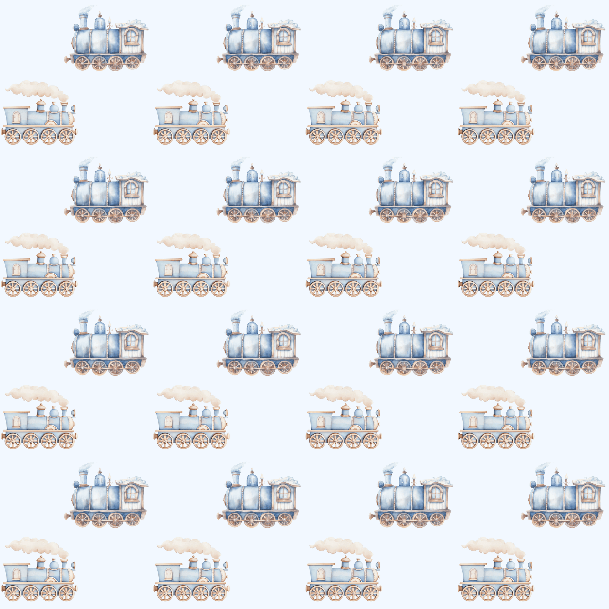 Charming Blue Train Wrapping Paper for Kids – Cute Vintage Locomotive Gift Wrap