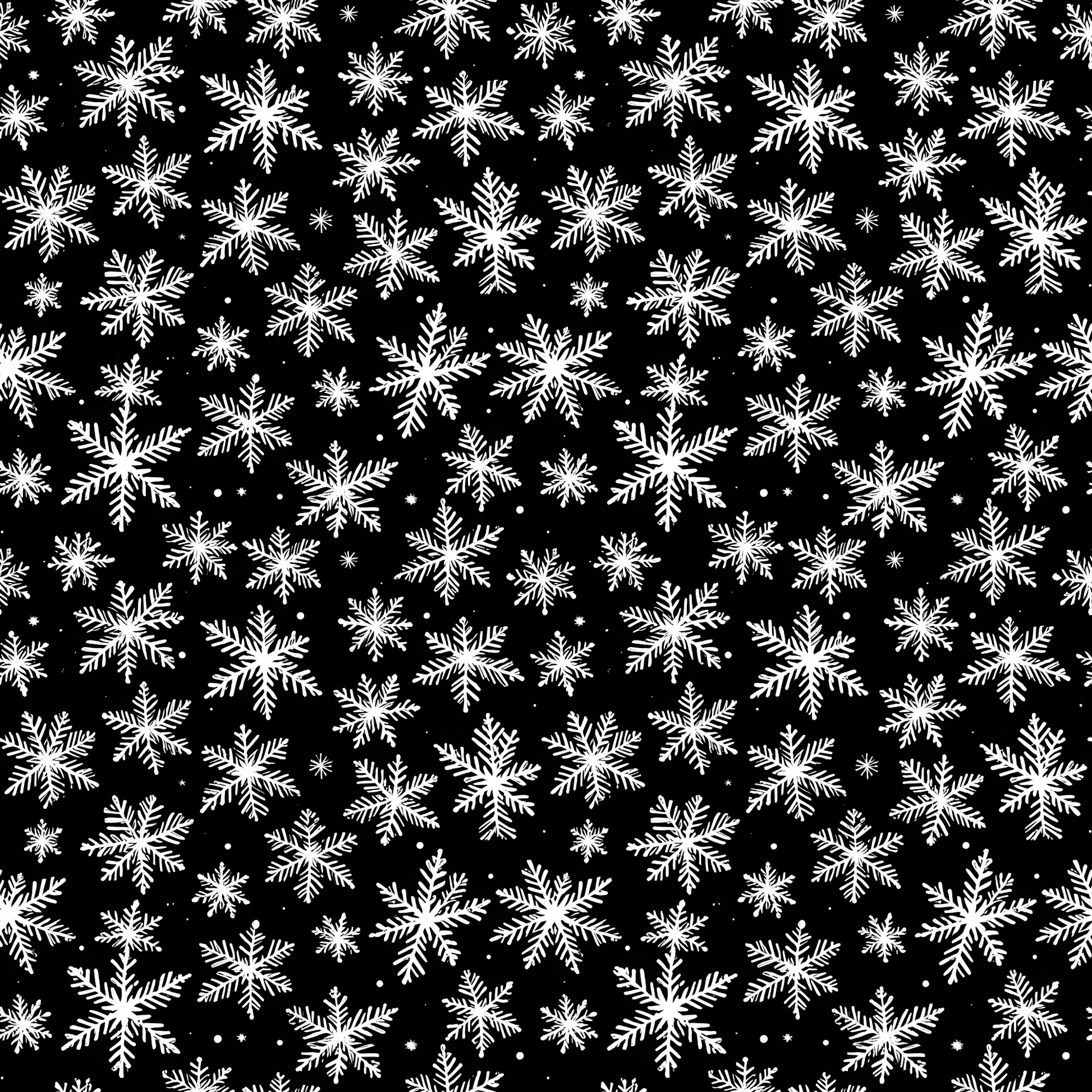Midnight Flurries – Black & White Snowflake Wrapping Paper