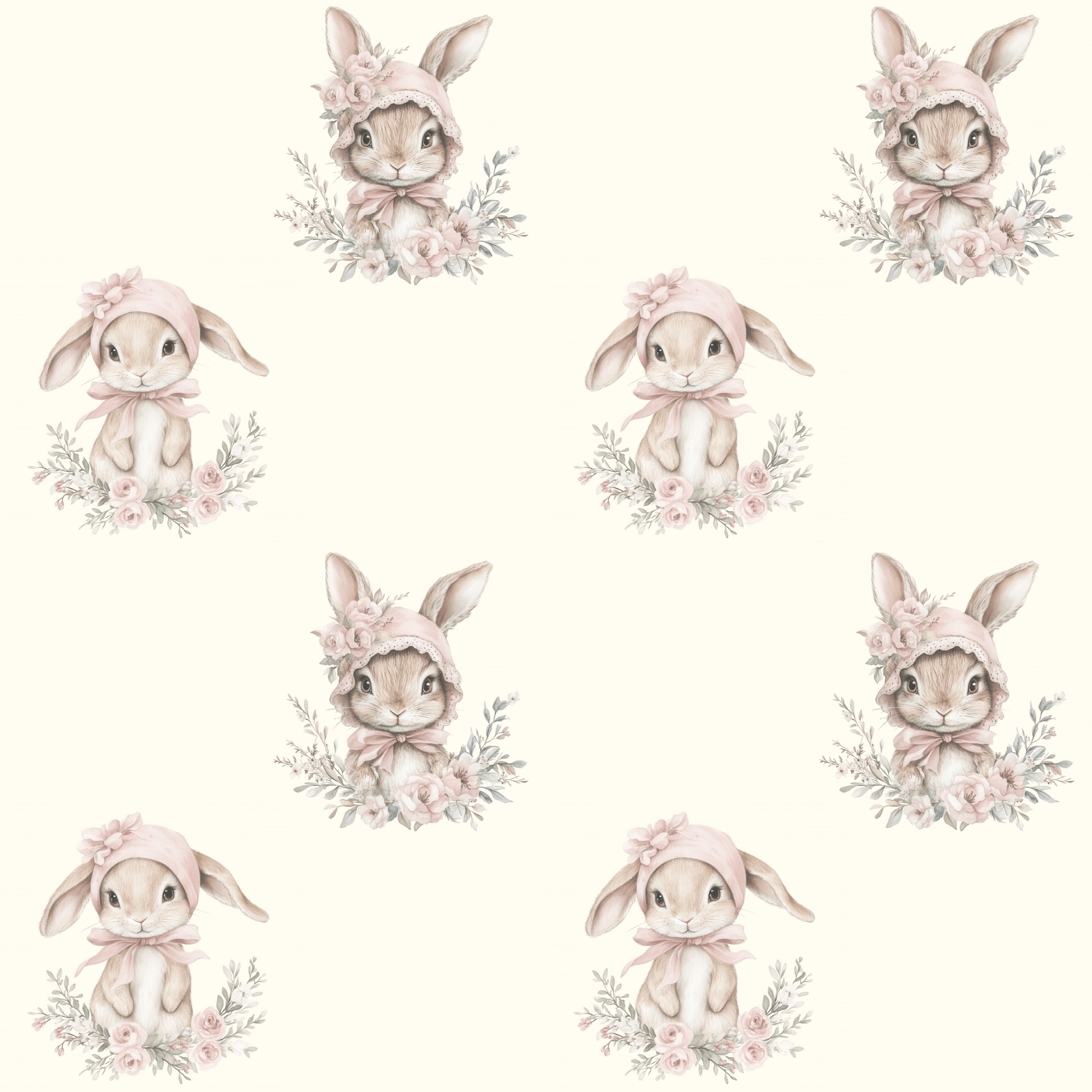 Bunny Bonnet Ballet – Vintage Blush Baby Wrapping Paper
